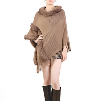 Women's Karla Hanson Faux Fur Ribbed Poncho