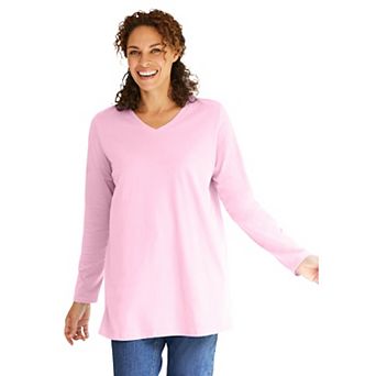 Woman Within Plus Size Perfect Long-Sleeve V-Neck Tunic