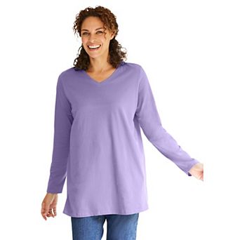 Woman Within Plus Size Perfect Long-Sleeve V-Neck Tunic