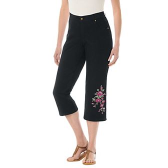 Woman Within Plus Size Stretch Denim Five-Pocket Capri Jeans