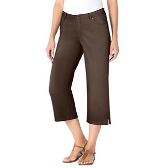 Woman Within Plus Size Stretch Denim Five-Pocket Capri Jeans