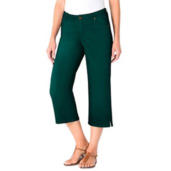 Woman Within Plus Size Stretch Denim Five-Pocket Capri Jeans