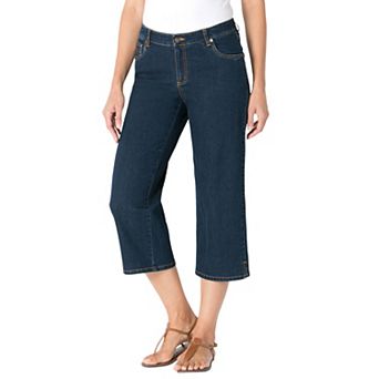 Woman Within Plus Size Stretch Denim Five-Pocket Capri Jeans