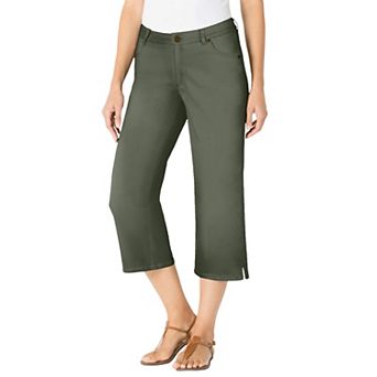 Woman Within Plus Size Stretch Denim Five-Pocket Capri Jeans