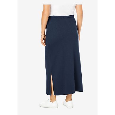 Woman Within Plus Size Sport Knit Side-Slit Skirt