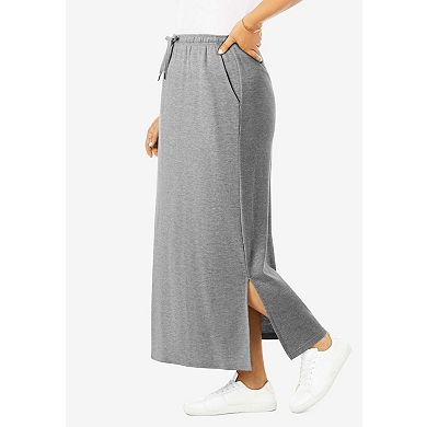 Woman Within Plus Size Sport Knit Side-Slit Skirt