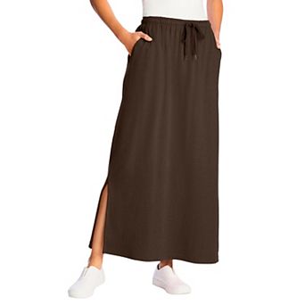 Woman Within Plus Size Sport Knit Side-Slit Skirt