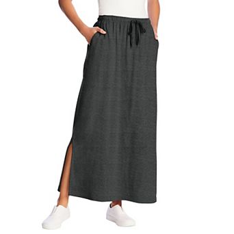 Woman Within Plus Size Sport Knit Side-Slit Skirt