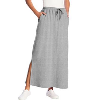 Woman Within Plus Size Sport Knit Side-Slit Skirt