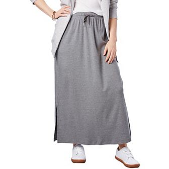Woman Within Plus Size Sport Knit Side-Slit Skirt