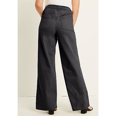 June + Vie Women's Plus Size June Fit Wide-leg Jeans