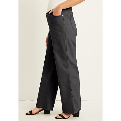 June & Vie Women's Plus Size June Fit Wide-Leg Jeans