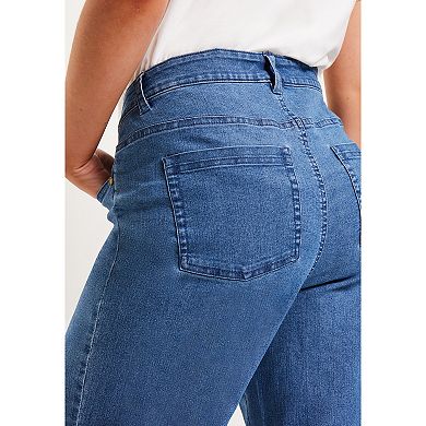 June & Vie Women's Plus Size June Fit Wide-Leg Jeans