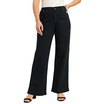 June + Vie Women's Plus Size June Fit Wide-leg Jeans