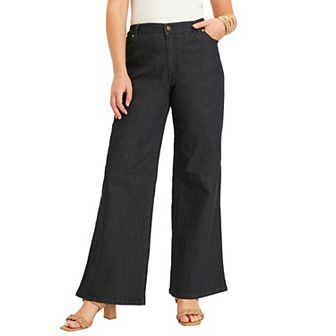 June + Vie Women's Plus Size June Fit Wide-leg Jeans