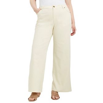 June + Vie Women's Plus Size June Fit Wide-leg Jeans