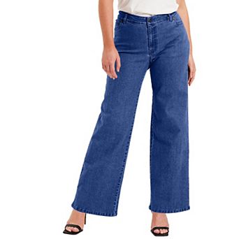 June + Vie Women's Plus Size June Fit Wide-leg Jeans