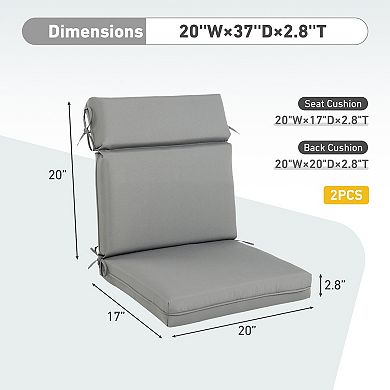 Aoodor 2pcs Outdoor High Back Dining Chair Cushion Set