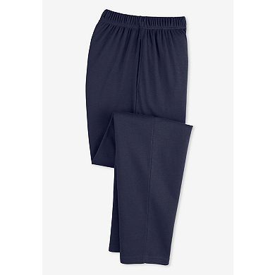 Woman Within Plus Size Petite 7-Day Straight-Leg Elastic-Waist Stretchy Knit Pant