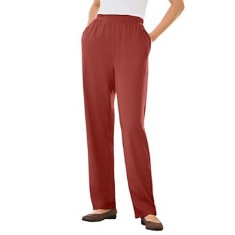 Woman Within Plus Size Petite 7-Day Straight-Leg Elastic-Waist Stretchy Knit Pant
