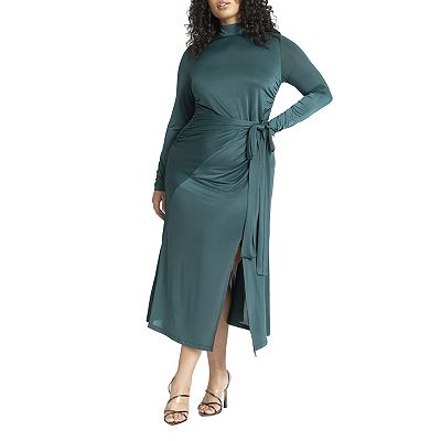 Eloquii Women's Plus Size Funnel Neck Midi Dress