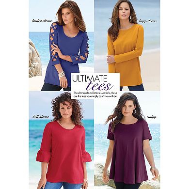Roaman's Women's Plus Size Cotton Ultimate V-Neck Tee