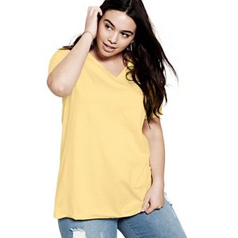 Roaman's Women's Plus Size Cotton Ultimate V-Neck Tee