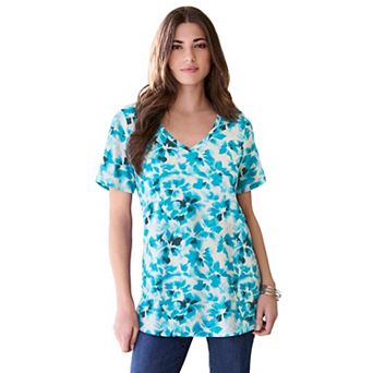 Roaman's Women's Plus Size Cotton Ultimate V-Neck Tee