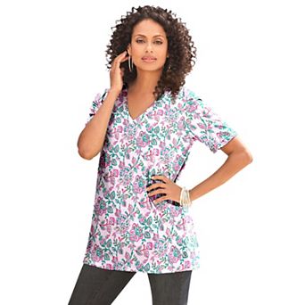 Roaman's Women's Plus Size Cotton Ultimate V-Neck Tee
