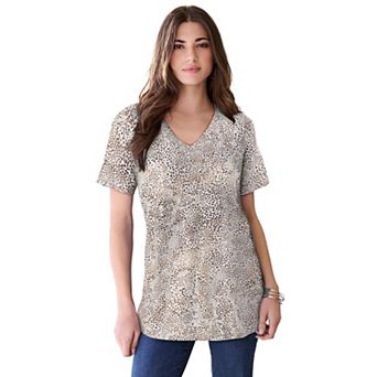 Roaman's Women's Plus Size Cotton Ultimate V-Neck Tee