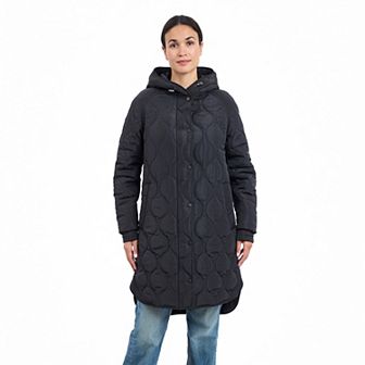 Women's BCBGeneration Long Hooded Quilted Jacket