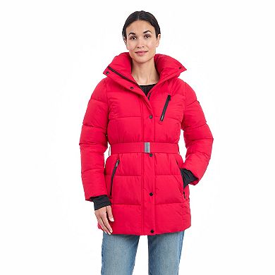 Women's BCBGeneration Belted Snap Front Active Puffer Coat