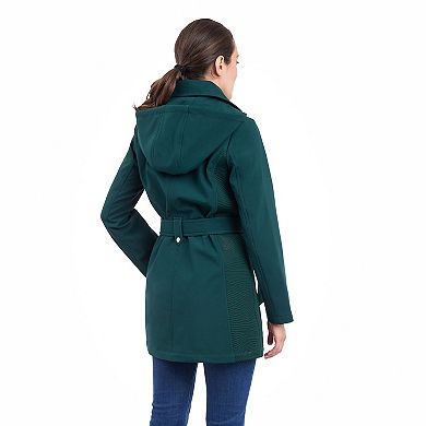 Women's BCBGeneration Asymmetrical Belted Softshell Rain Coat