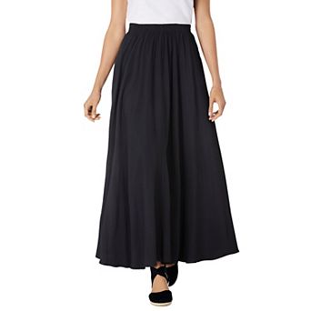 Woman Within Plus Size Petite Pull-On Elastic Waist Soft Maxi Skirt
