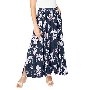 Woman Within Plus Size Petite Pull-On Elastic Waist Soft Maxi Skirt
