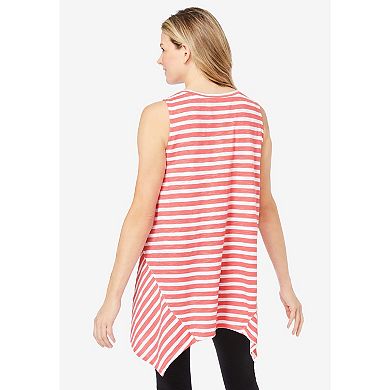 Woman Within Plus Size Sleeveless Hanky Hem Tunic