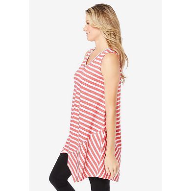 Woman Within Plus Size Sleeveless Hanky Hem Tunic