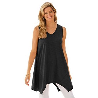 Woman Within Plus Size Sleeveless Hanky Hem Tunic