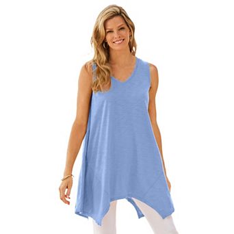 Woman Within Plus Size Sleeveless Hanky Hem Tunic