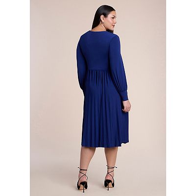 eloquii formal dresses Women's Plus Size Seam Detail Ponte Workwear Midi Dress lay flat to dry ELOQUII Women's Knot Front Pleated