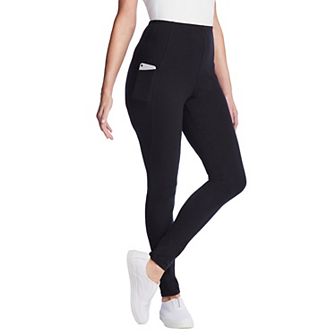 Woman Within Plus Size Stretch-Cotton Knit Pull-On Pocket Leggings