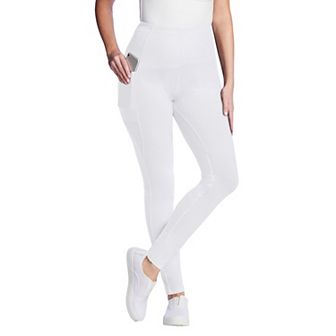 Woman Within Plus Size Stretch-Cotton Knit Pull-On Pocket Leggings