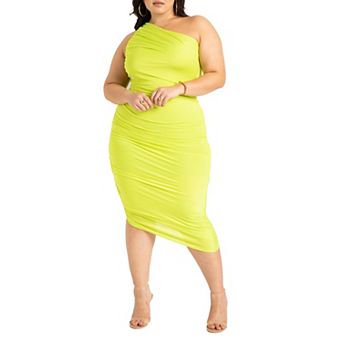 ELOQUII Women's Plus Size Ruched One Shoulder Dress