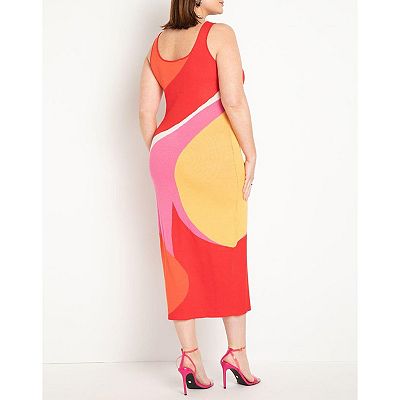 ELOQUII Women's Plus Size Intarsia Column Dress