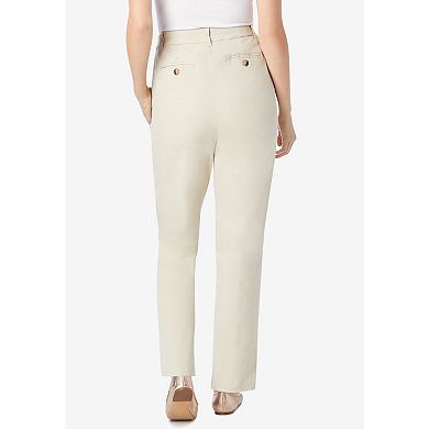 Woman Within Women's Plus Size Adjustable Waist Straight-Leg Chino