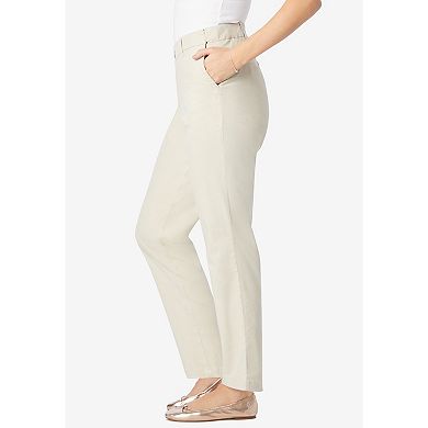 Woman Within Plus Size Adjustable Waist Straight-Leg Chino