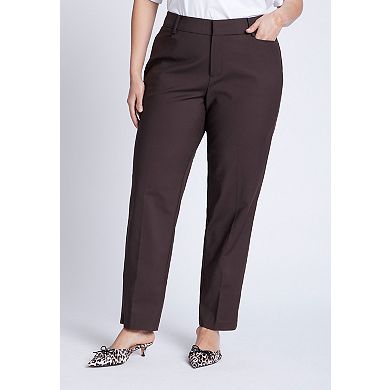 ELOQUII Women's Plus Size Tall Kady Fit Double-Weave Pant