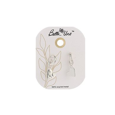 Bella Uno Worn Gold Tone Heart Charm Post Hoop Earrings