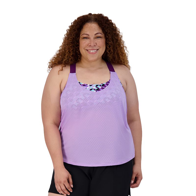 Plus Size ZeroXposur Circus Wide Strap 2-in-1 Tankini Swim Top with Sports Bra, Women's, Size: 3XL, Macaroon