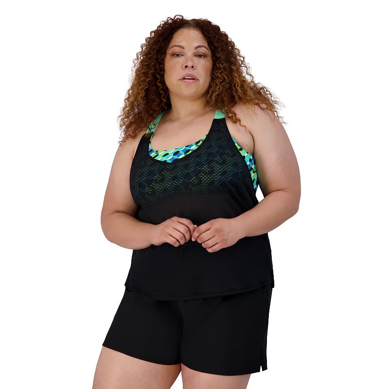 Plus Size ZeroXposur Circus Wide Strap 2-in-1 Tankini Swim Top with Sports Bra, Women's, Size: 1XL, Matcha